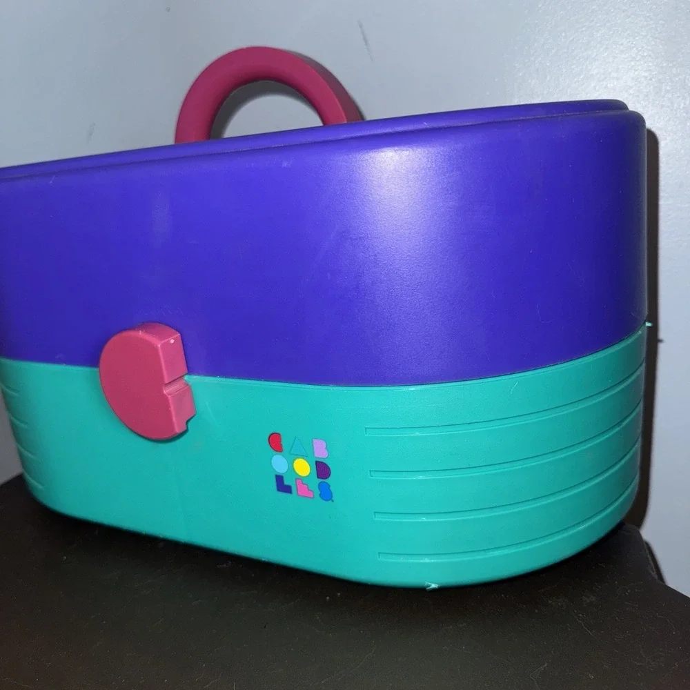 Vtg Caboodles 3 Tier Makeup Case Purple Pink Teal USA 80s 90s Organizer 2640